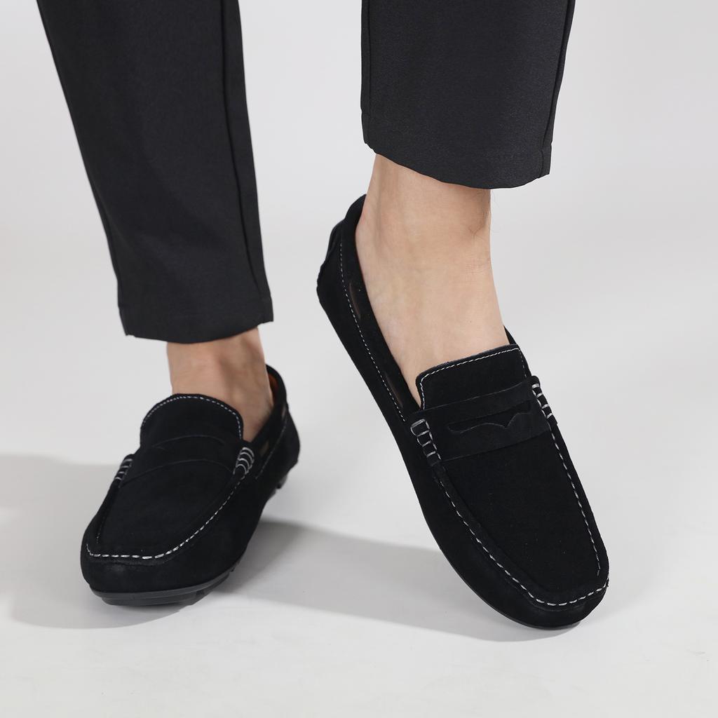 2025 Penny Loafers Men Boat Shoes Large Size 45 46 Man Moccasins Suede Leather Slip On Flats Classic Men Casual Driving Shoes