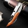 Stainless Steel Corkscrew Wine Key Beer Bottle Opener Foil Cutter Wood Handle Openers Waiters Wine Knife Corkscrews Sommelier
