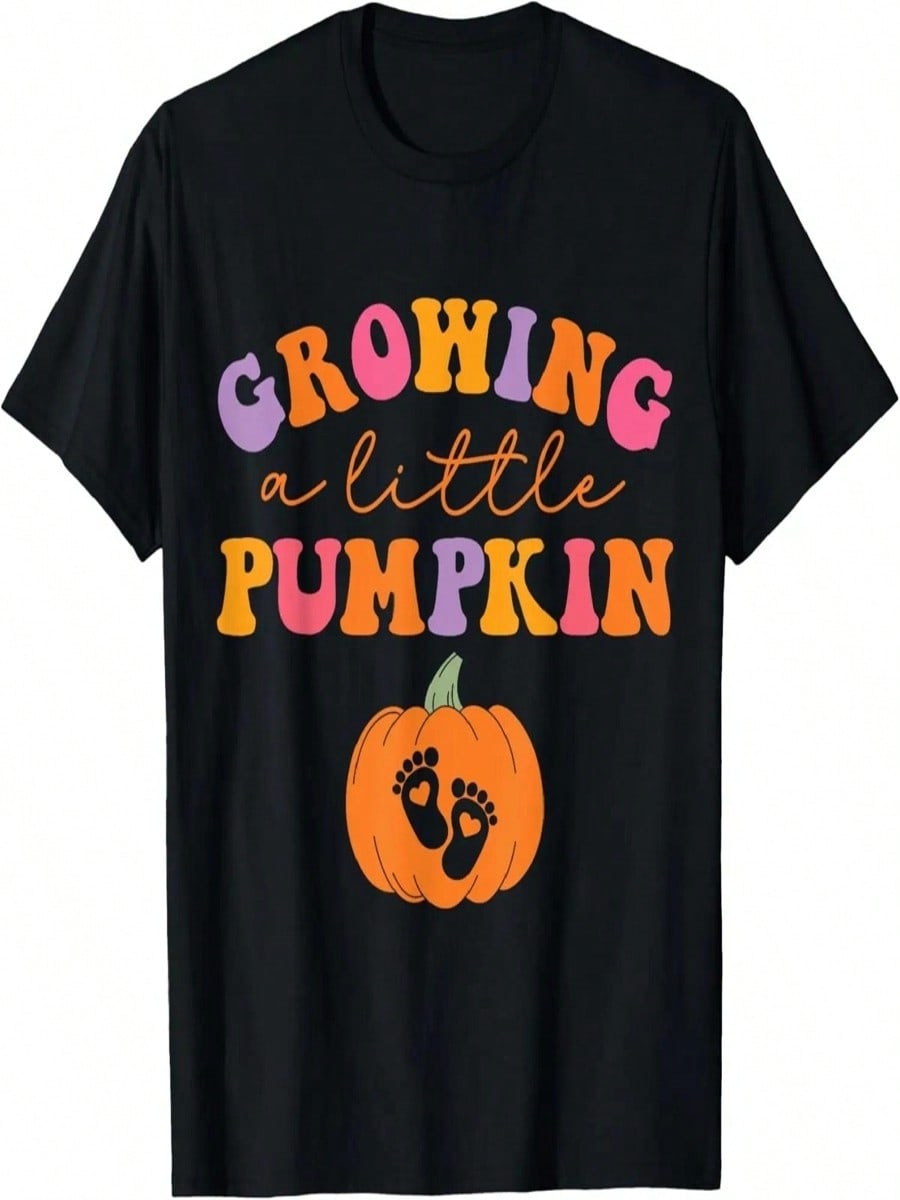 Growing A Little Pumpkin Halloween Pregnancy Announcet T-Shirt S разноцветный