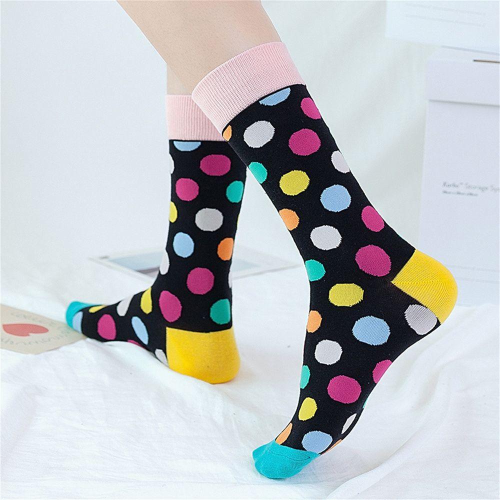 Women Men Christmas Funny Casual Polka Dot Cotton Socks Middle Tube Socks Couple Socks Long Sock