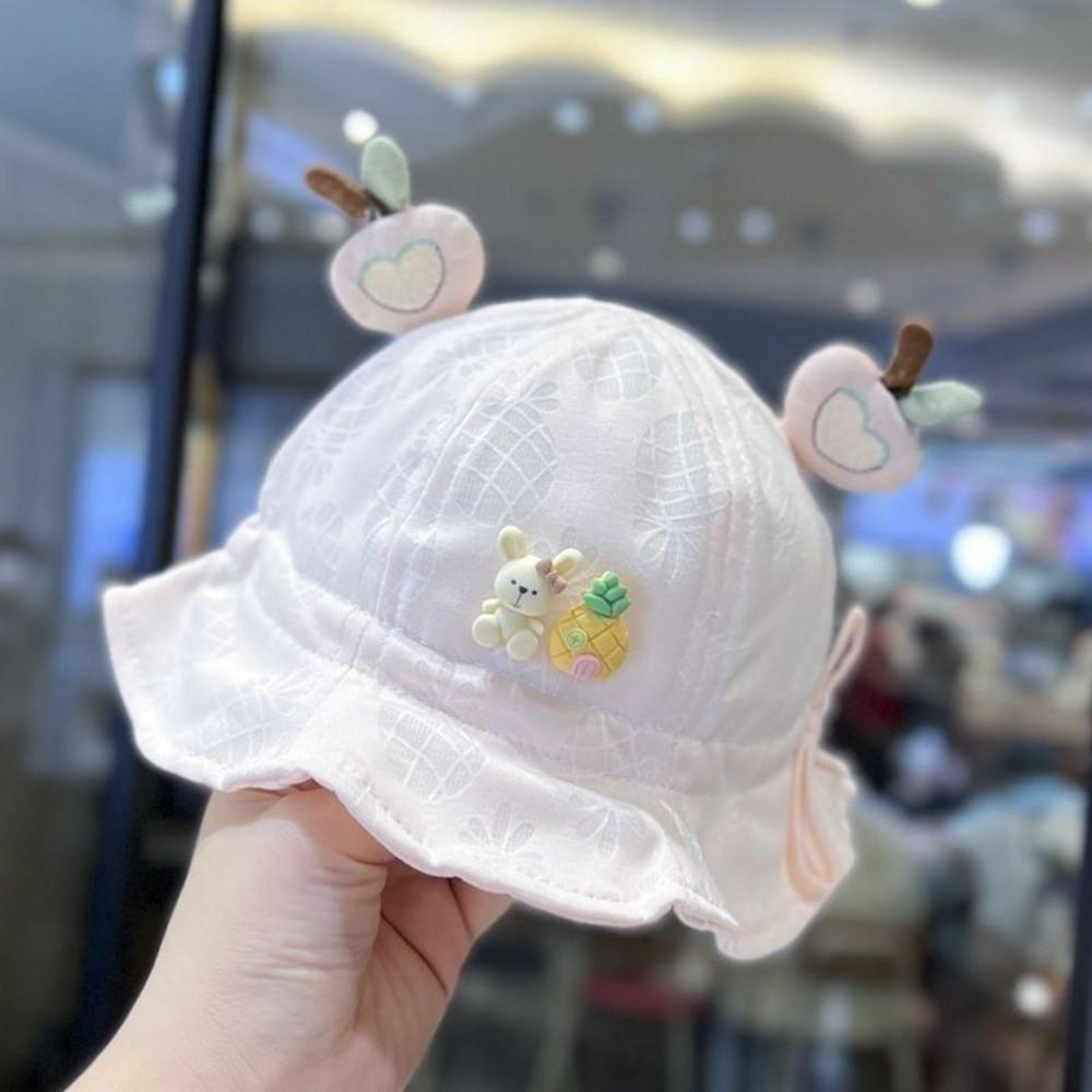 Adjustable Baby Hat Cartoon Sun Hat New Kids Fisherman Hat  for Infants 2-16 Months розовый