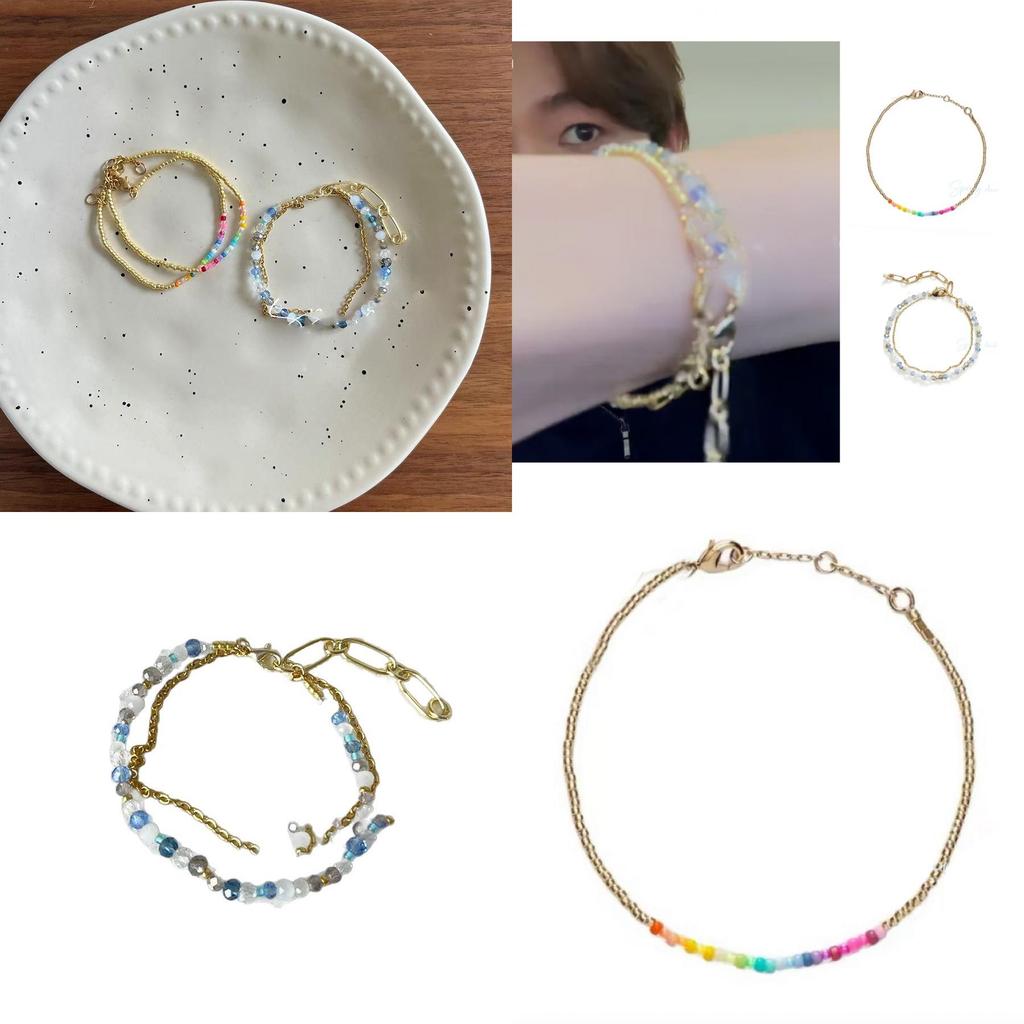 Glass Beaded Double Layer Bracelet For Women With Geometric Design Summer Accessory