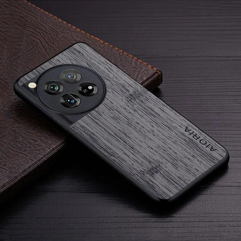 Pouzdro pro Oneplus 12 5G funda vzor bambusové dřevo Kožený kryt na telefon Luxusní coque pro pouzdro oneplus 12 capa