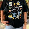 Korean Style La Dolce Estate T-Shirt Casual Versatile Short Sleeve Tops Women Minimalist Aesthetic Italian Summer Graphic Tee