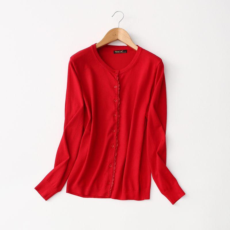 Export Export Mom Wear Soft Super Elastic Drape Intellectual Knitwear Female Spring and Autumn Lace Crocheted Flower Cardigan Thin