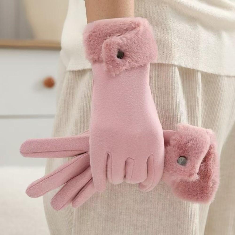 Windproof Plush Gloves Velvet Women Mittens Fashion Winter Gloves  Winter