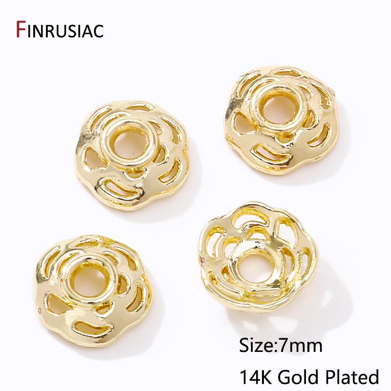 Wholesale Trendy Hollow Flower Beads End Caps,14K/18K Gold Plated Brass Bead Caps For DIY Bracelet Necklace Making Accessories