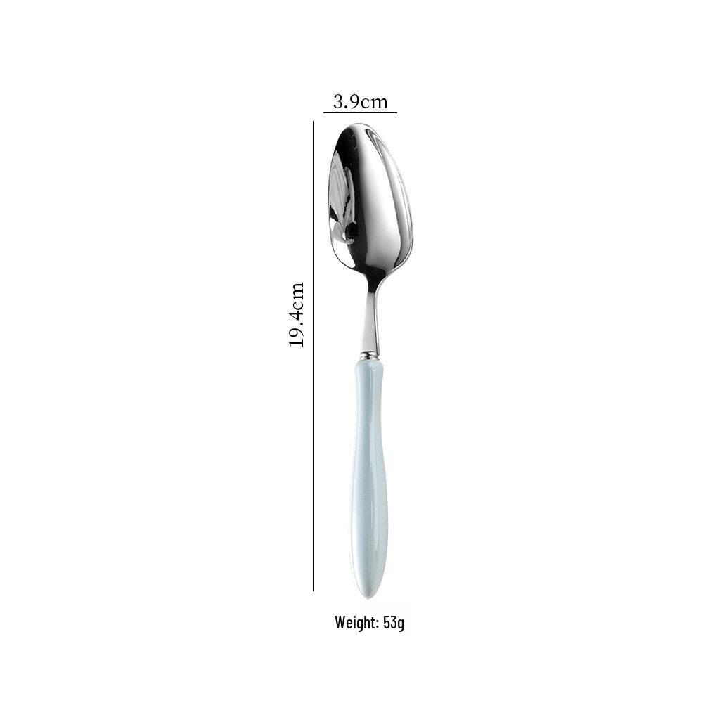 Macron High-End Ceramic Handle 304 Stainless Steel Cutlery Set: Round Spoon & Fork