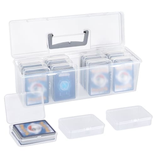 Sumnacon Card Storage Case, Trading Card Case, Large Capacity Card Organizer with Handle, Portable Storage Case with 13 Small Card Boxes, PP, White