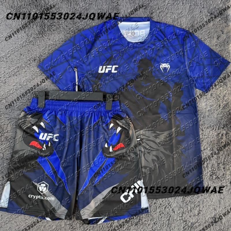 

Новая футболка и шорты Khamzat Chimaev UFC Боксерские Боевые Мужские Дышащие Быстросохнущие майка Борьба Бег Впитывающие пот Комплект XXS