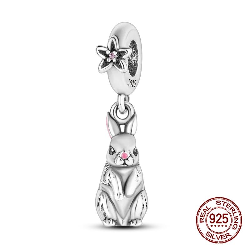 Inlaid Zircon Charm Beads Copper Color Love Heart Snake Dangle Fit Original Bracelet Charms Pendant Jewelry