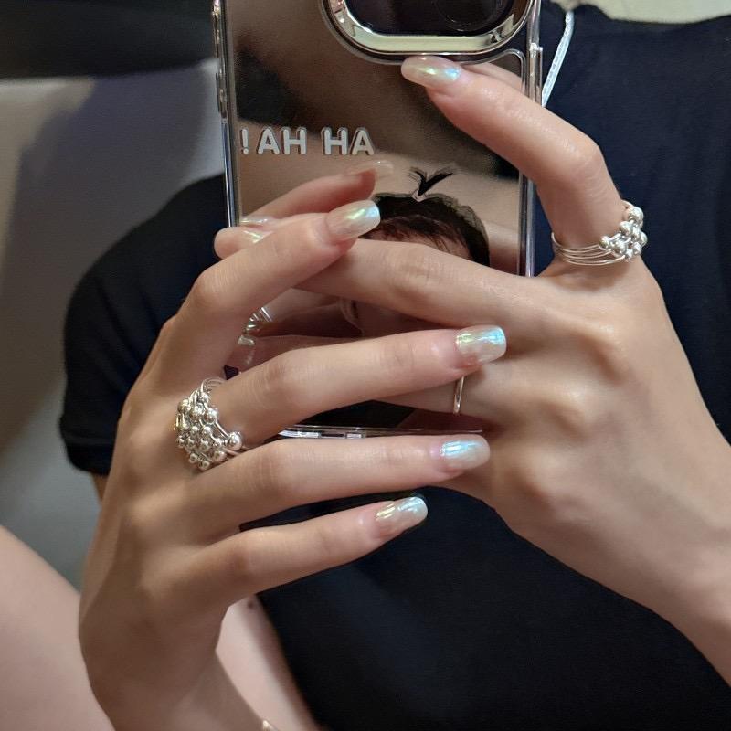 925 Silver Rings For Women Geometric Fine Jewelry Finger Adjustable Geometric Ball Ring For Party Birthday Gift