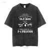 Never Underestimate An Old Man Who Flew In A F4 Phantom Aircraft Veteran T Shirt Long or Short Sleeves Vintage Washed Stretched