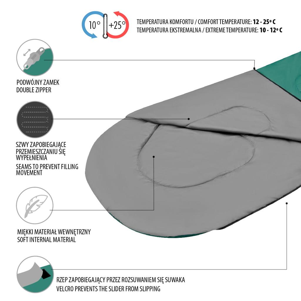Nils Camp NC2105 Green-Grey Camping Sleeping Bag