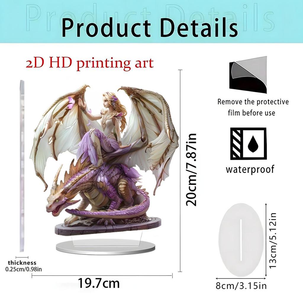 Fairy Tale Flower Fairy & Unicorn 2D Acrylic Ornament for Home Decor