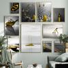 Fashion Retro Art Landscape Canvas Painting Yellow Sailboat Poster Office Wall Painting for Living Room Home Decoration Mural No Frame