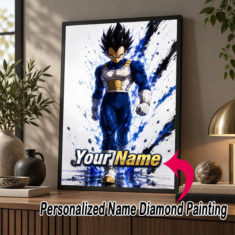 Personalized Dragon Ball Vegeta Diamond Art Custom Name 5D Diamond Painting Full Drill DIY Craft