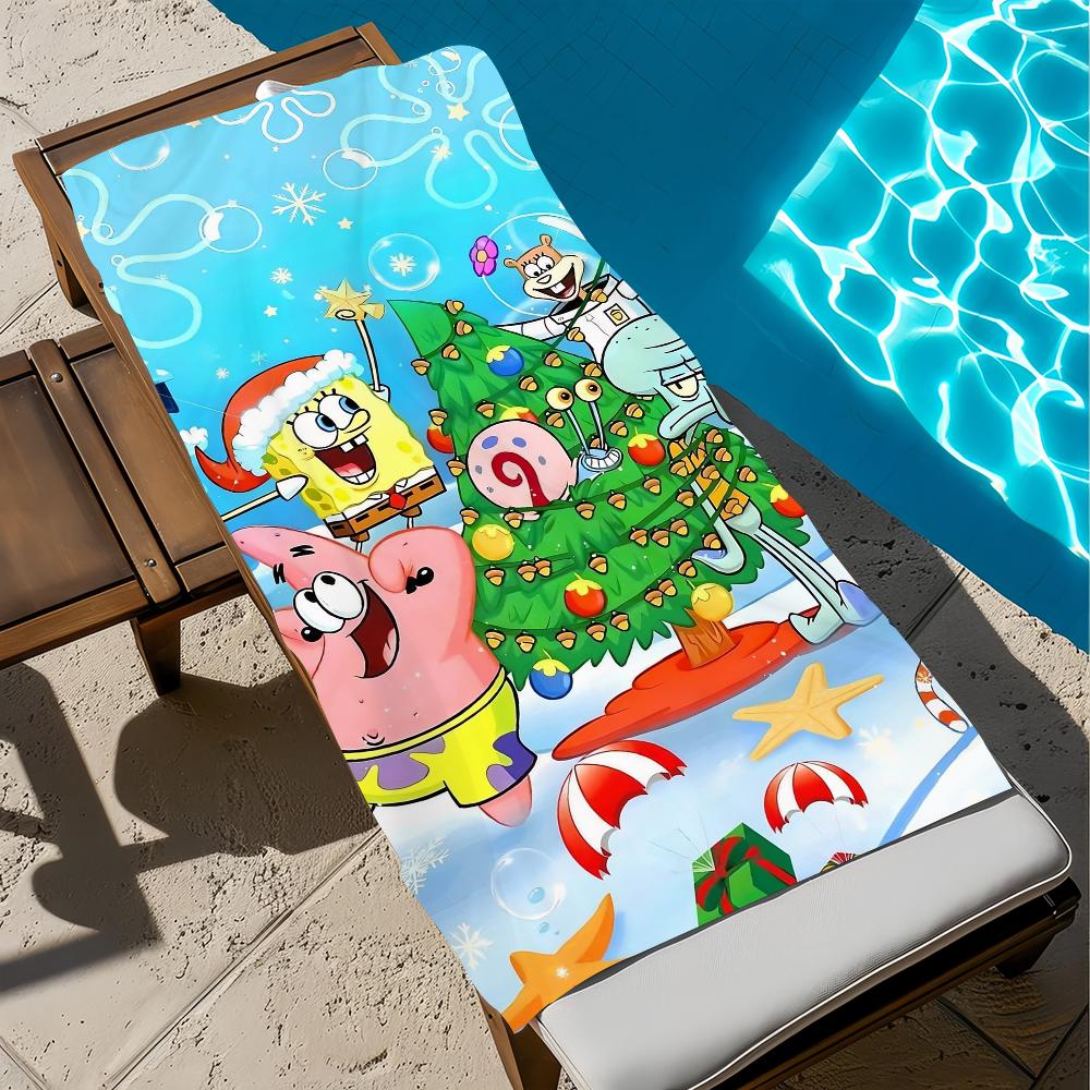S-SpongeBob CUTE Towel Large Quick-Drying Microfiber soft S-SquarePants-s Beach Towel for Travel Fitness Sauna Bathing Camping