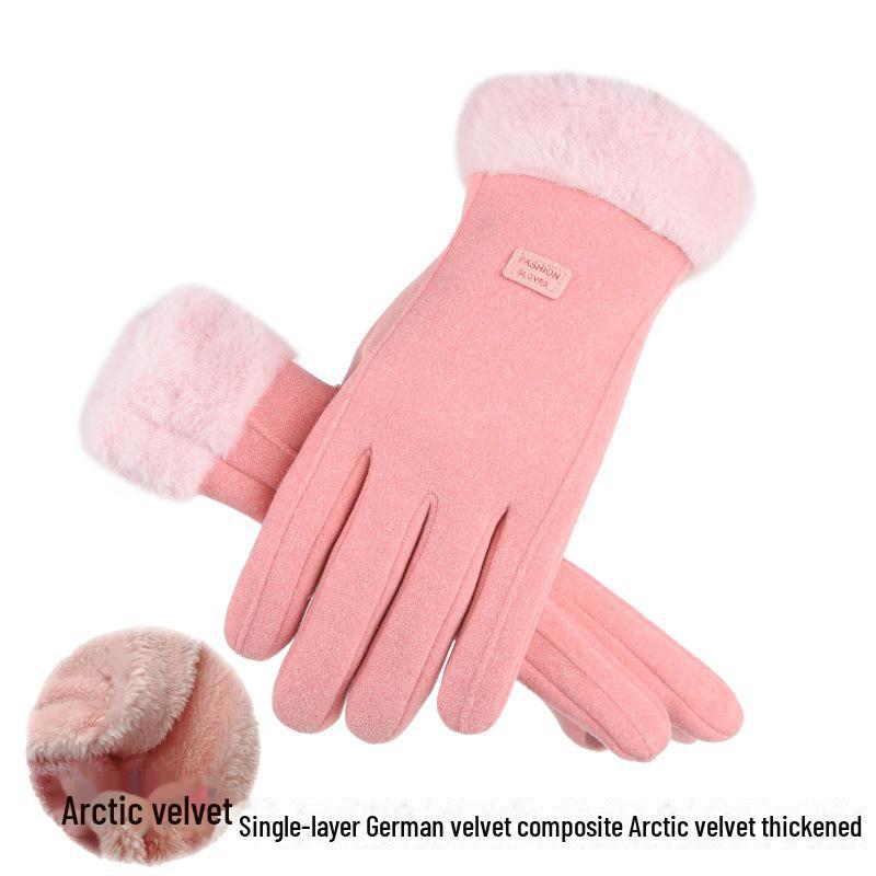 Women's Winter Warm Cycling Gloves - Plush, Thick, Windproof, Touchscreen-Compatible