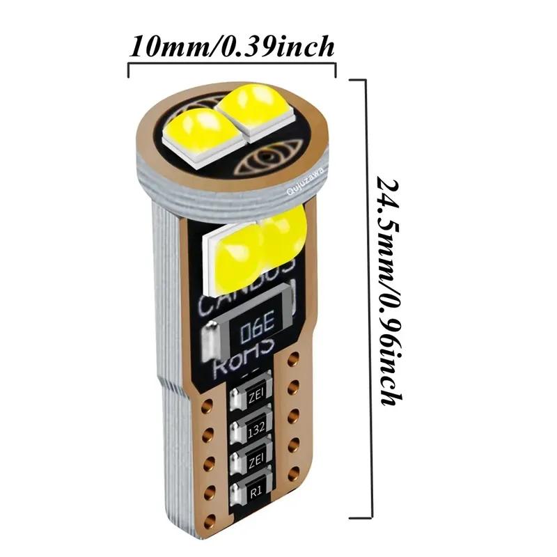 10Pcs T10 W5W WY5W 2825 Super Bright LED Canbus No Error Car Interior Reading Dome Lights Auto Parking Lamp Wedge Tail Side Bulb