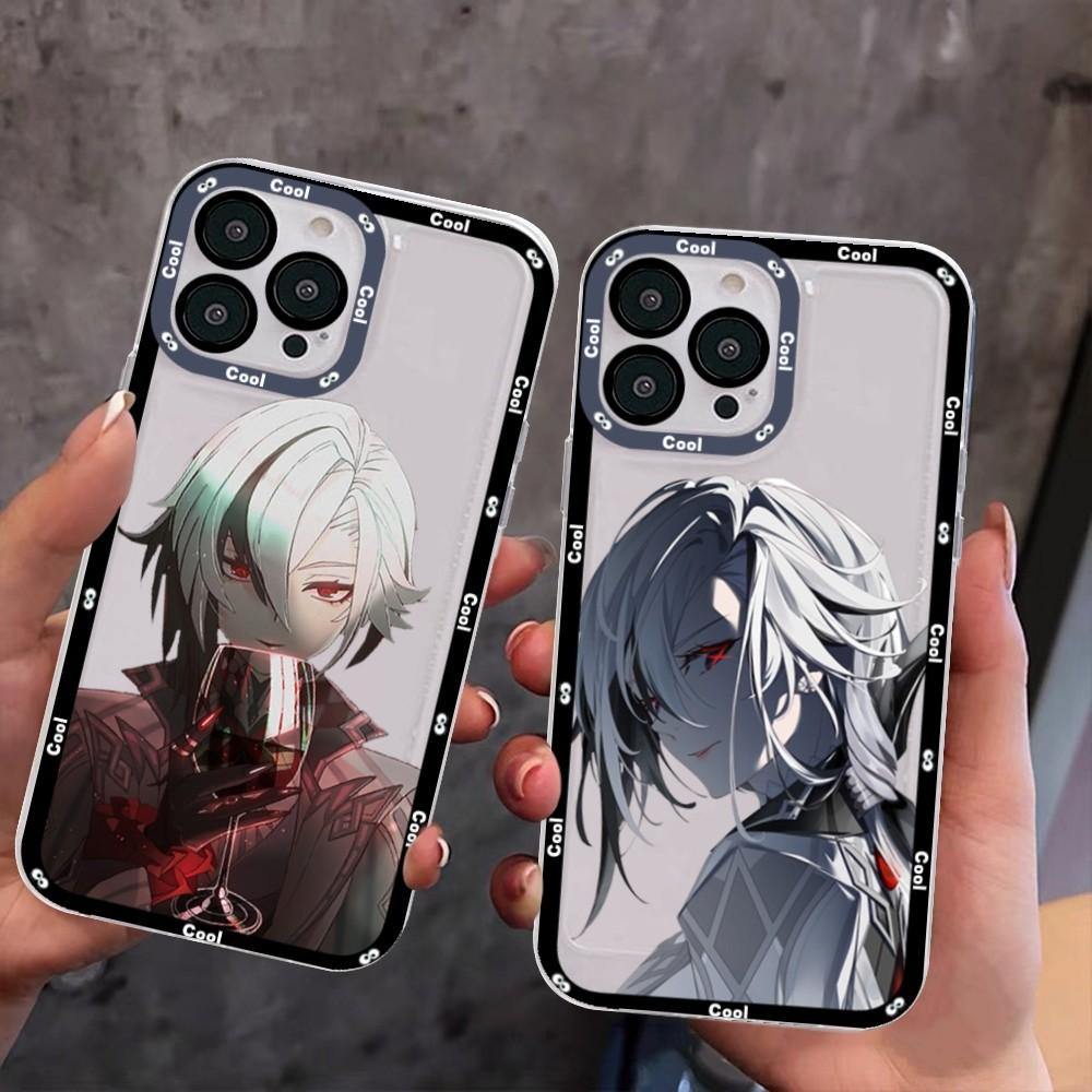 Genshin Impact arlecchino Phone Case For iPhone 15 11 12 13 14 Mini Pro Max XR X XS TPU Clear Case