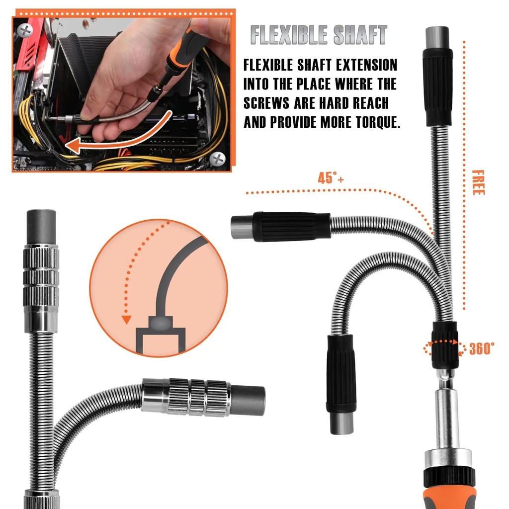 68 In1 Ratcheting Screwdriver Set with Rotating Ratcheting Handle Magnetic Screwdriver Bits Extension Bar for iPhone PC Bicycle.