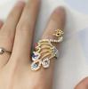 Elegant Rhinestone Peacock Ring - Women's Personality Alloy Hand Jewelry