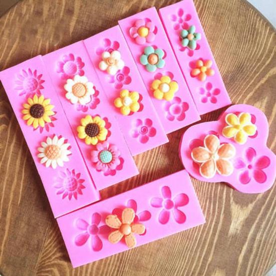 Cute Flower Mold Fondant Silicone Cake Decor Soap Chocolate Clay DIY Mould
