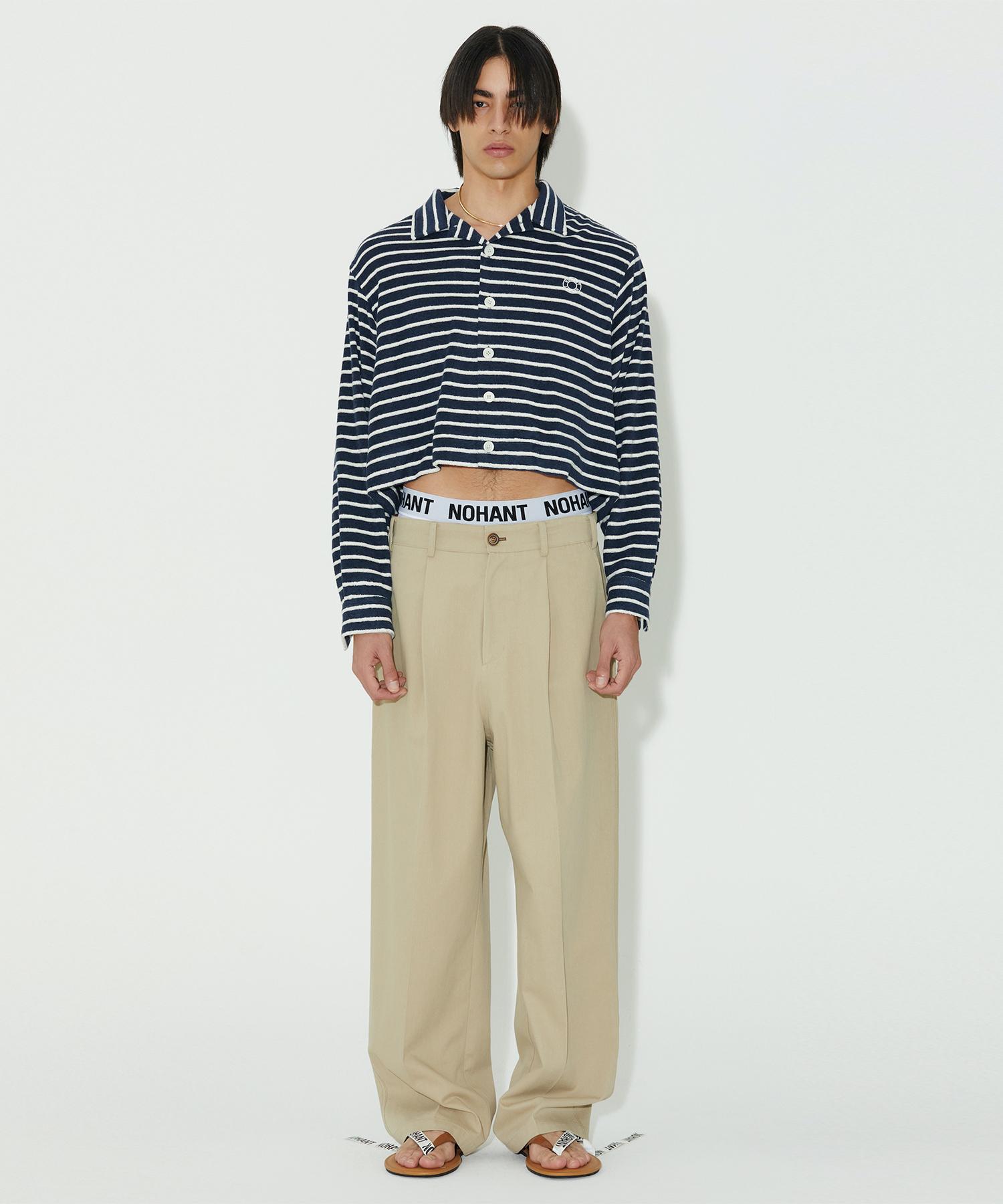 Noang Stripe Cropped Terry Shirt Navy Navy/L