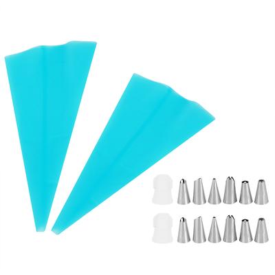 2 Set Silicone Icing Piping Cream Pastry Bag Stainless Steel Nozzle DIY Kitchen Tools
