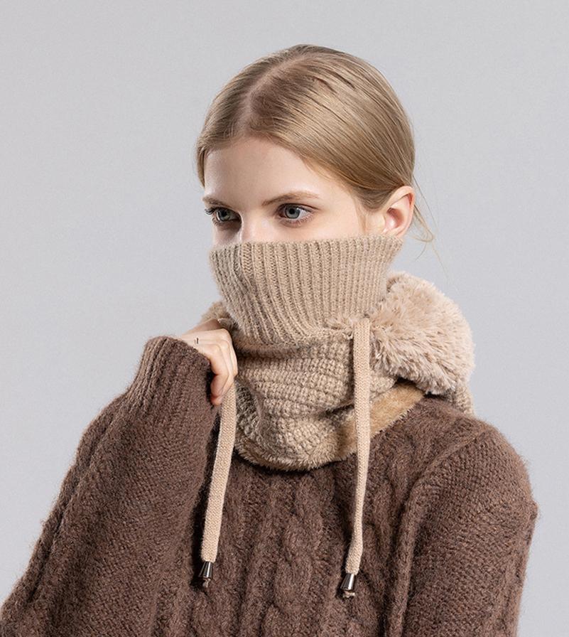 Knit Hat With Scarf Warm Knit Beanie 3-In-1 Winter Balaclava Chunky Face Mask Set For Outdoor Activities Commuting Hiking