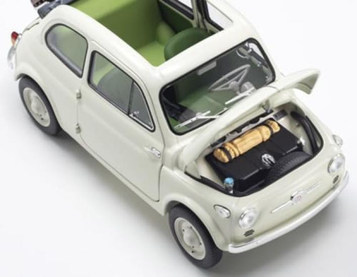 Kyosho Original Scale Fiat Nuova 500 with Accessories Finished Product KS08966WA 1/18 (Ivory)