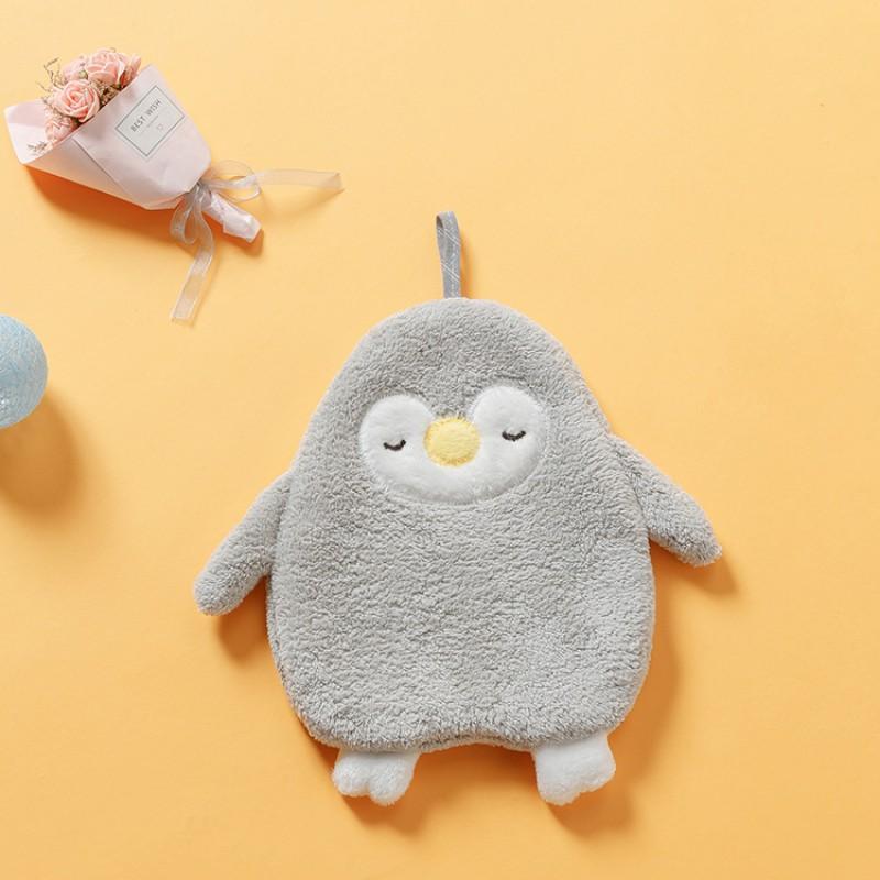 Cute Penguin Hanging Towel Coral Fleece Hand Drying Kitchen Bathroom Decorative Washable Microfiber