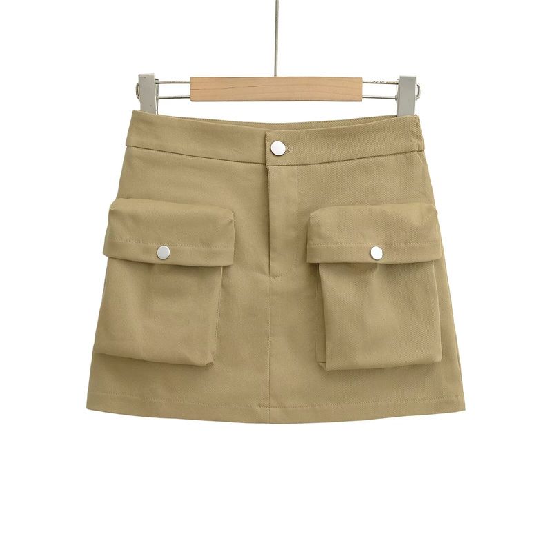 Summer New Women Clothes American Vintage Three-Dimensional Pocket High Waist A Word Anti-exposure Slimming Short Overalls Skirt