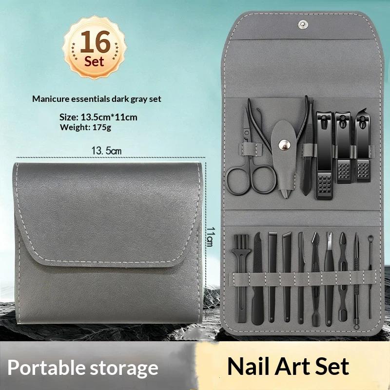 4/16Pcs Manicure Pedicure Kit Professional Nail Clippers Cuticle Nippers Set With Travel Case