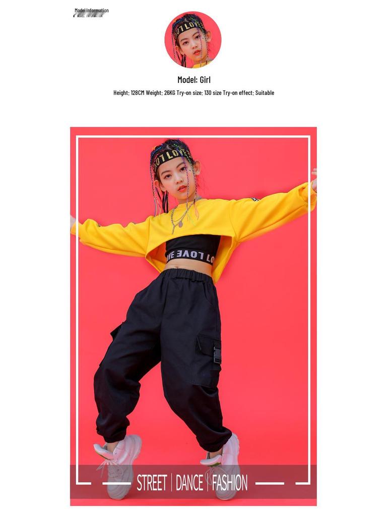Costume Trendy da Ballo di Strada per Ragazze – Outfit Crop Top Jazz & Hip Hop