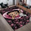 Betty Boop Heart Style Crystal Velvet Rug, Soft Anti‑Slip Crystal Velvet Carpet for Living Room Bedroom Home Decor