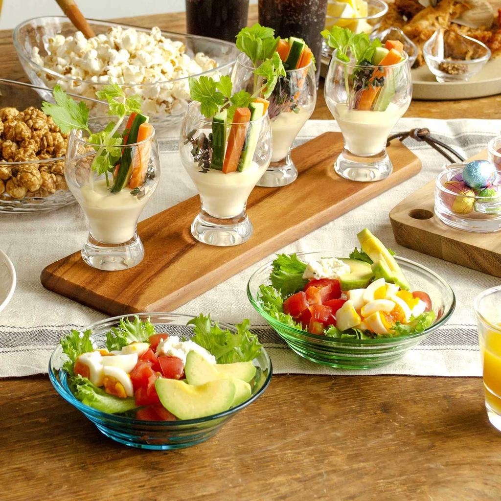 Toyo Sasaki Glass Lurak Aqua Made In Dishwasher Round Small Deep Side Glass Dessert Bowl, Blue, Japan, Safe, Plate, Bowl, Bowl, Dish, Plate, Plate,