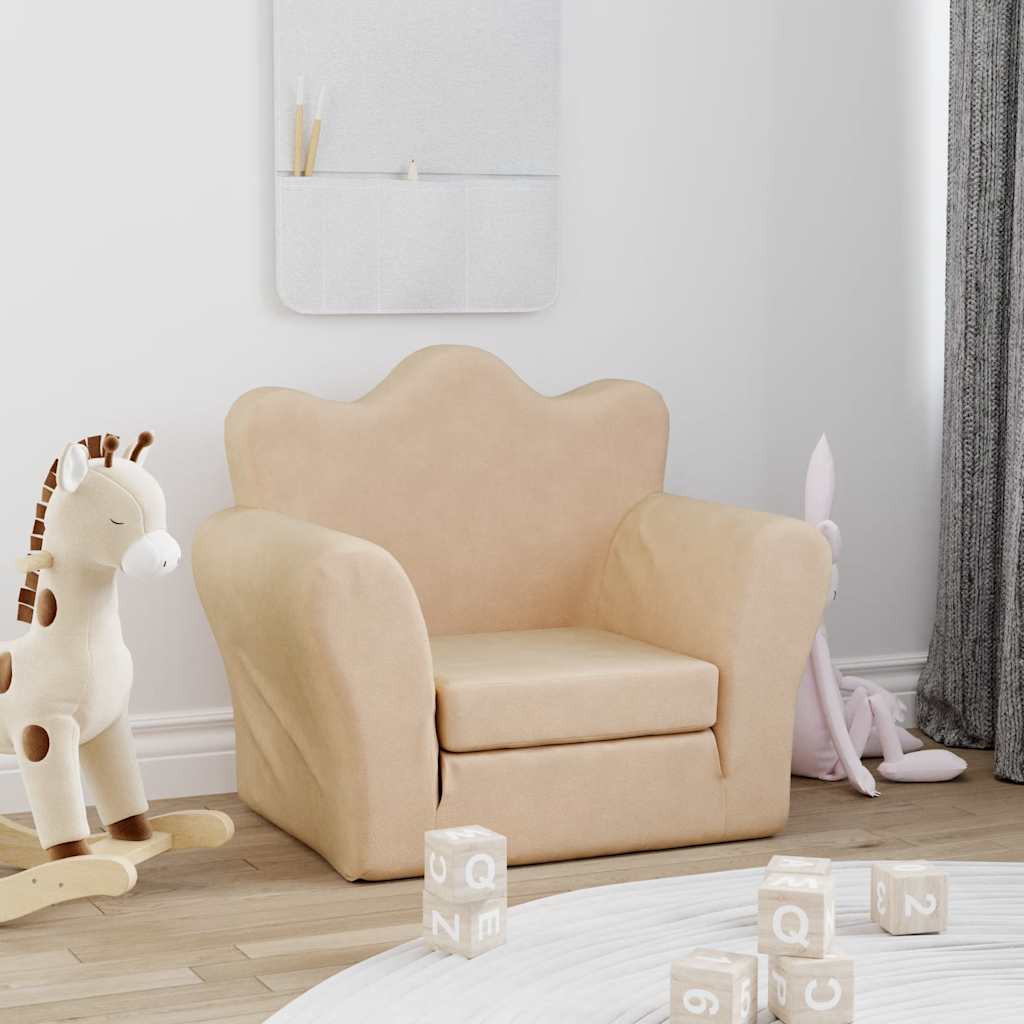 vidaXL Schlafsofa für Kinder Creme Weicher Plüsch creme