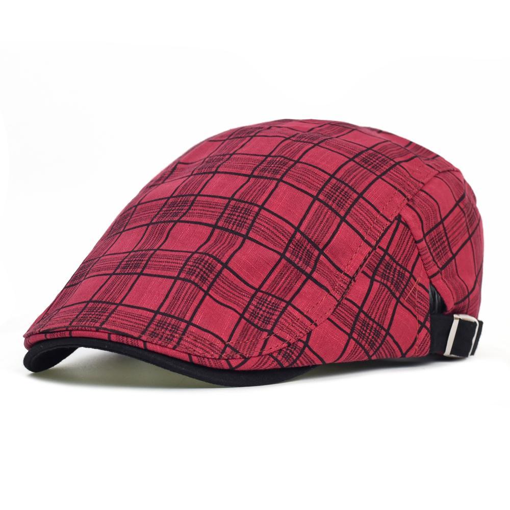 

Spring Summer Plaid Breathable Newsboy Caps Mesh Outdoor Casual Beret Flat Ivy Hats Fashion Flat Caps 56-59 cm красный