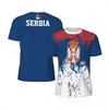 Modische Fußball-T-Shirts mit Serbien-Flaggen-Grafik für Herren, Sommer-Sport, 3D-Nationalwappen-Aufdruck, lockere, atmungsaktive T-Shirts