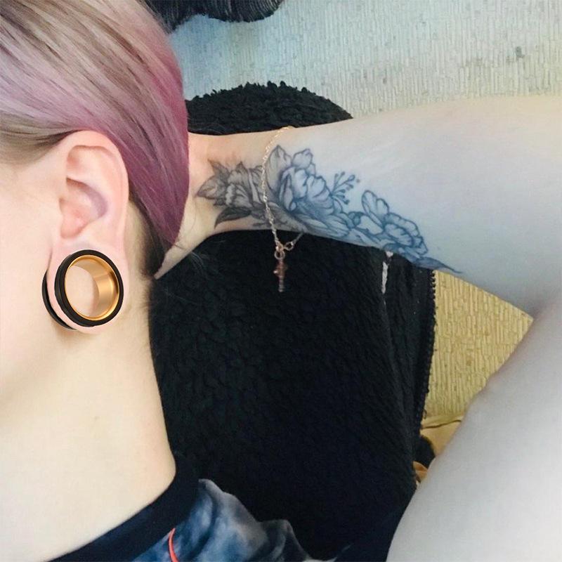 Edelstahl Zweifarbig Gewindeter I-Träger Ohrdehner, 6-25mm Ohrpiercings