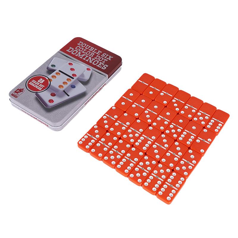 28-Piece Double Six Dominoes Set in Tin Box - Educational Building Toy for Kids