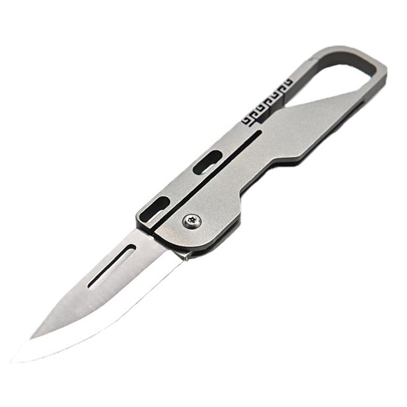 D2 Blade Titanium Alloy Folding Knife With KeyChain Pendant High Hardness EDC Pocket Knife Outdoor Camping Equipment Tool Gift