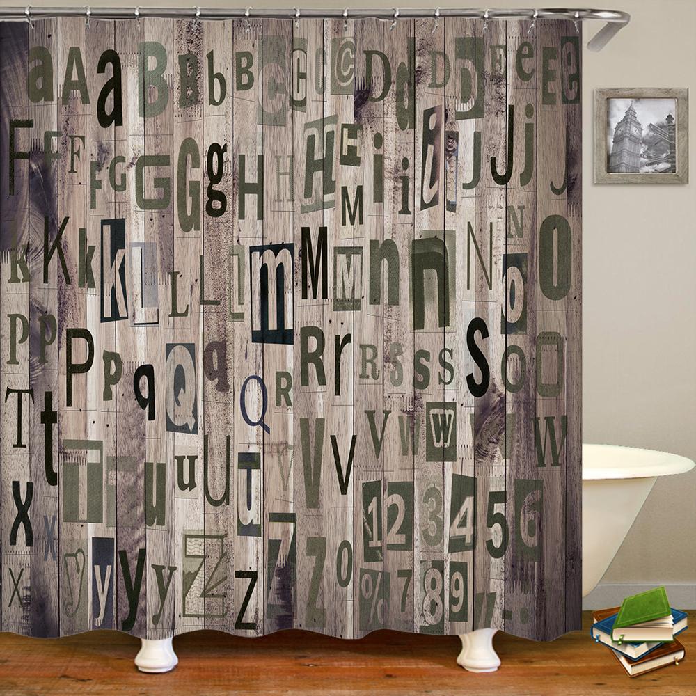 Custom Old Wood Shower Curtain Waterproof Bathroom Polyester Fabric Retro British style Bath Curtains Decor With Hook