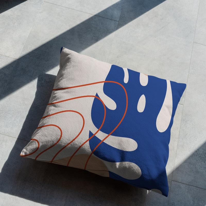 New Ins Nordic-style Pillowcase Geometric Abstract Art Figure Blue Pillow Cushion Cover