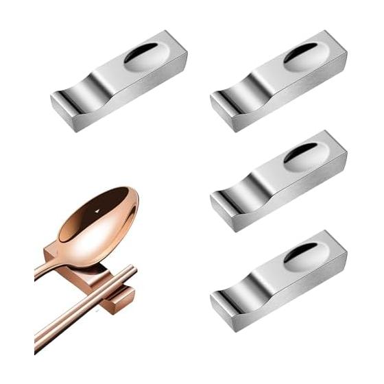Felimoa Chopstick Rests, Stainless Steel Cutlery Rest, Tabletop Use, Japanese & Western Style, Set of 4, Rust-Resistant, High-Quality Stainless