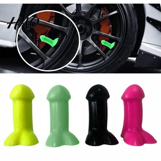 Cappelli a Forma di Pneumatico Scherzosi Novità 4 Pezzi Stelo Valvola in Silicone Pene Luminoso per Impedire l'Ingresso di Sabbia Scherzi Strisce Paracolpi Nucleo Accessori Auto Bicicletta Montagna