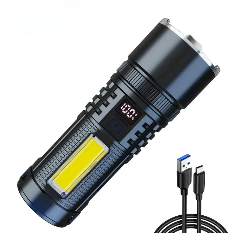 

Most Powerful LED Flashlight 3000mah High Power Rechargeable Torch Tactical Lantern Ultra Powerful COB Flashlight With Type-C Charge 2600MAH