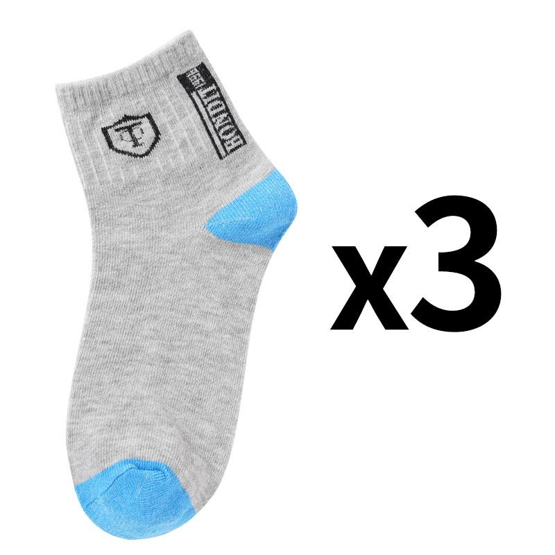 3 Par Herr Casual Mellanlånga Strumpor Tryckta Sköldmönstrade Strumpor Sport Svettabsorberande Bekväma Strumpor